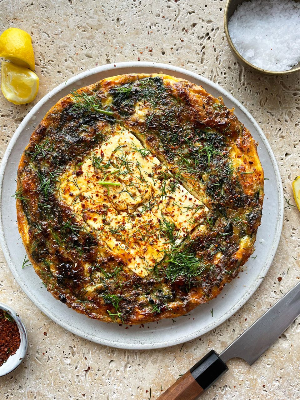 Frittata al horno de feta y eneldo