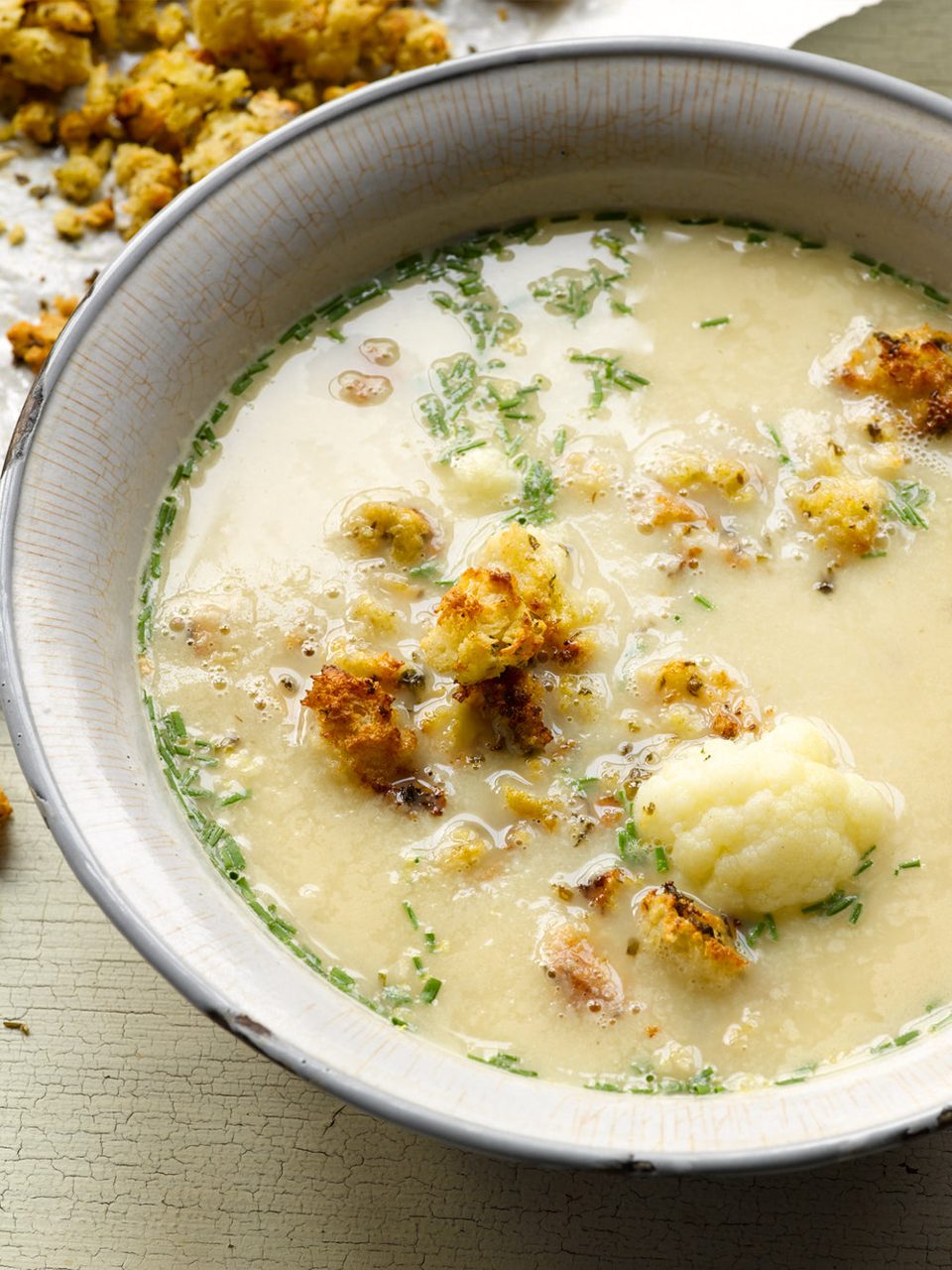 Bloemkoolsoep met mosterdcroutons