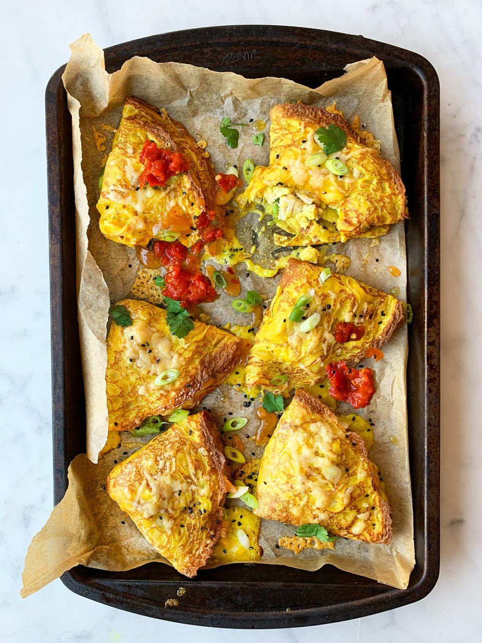 Pannenkoeken/cresp ès met kaas en curry