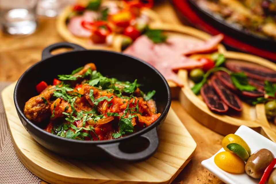 Chicken Ragout with Fried Chicken Drumsticks and Vegetables