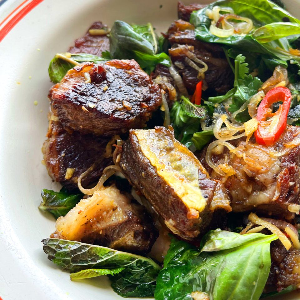 Confit Short Ribs and Stir-Fried Beef with Mint