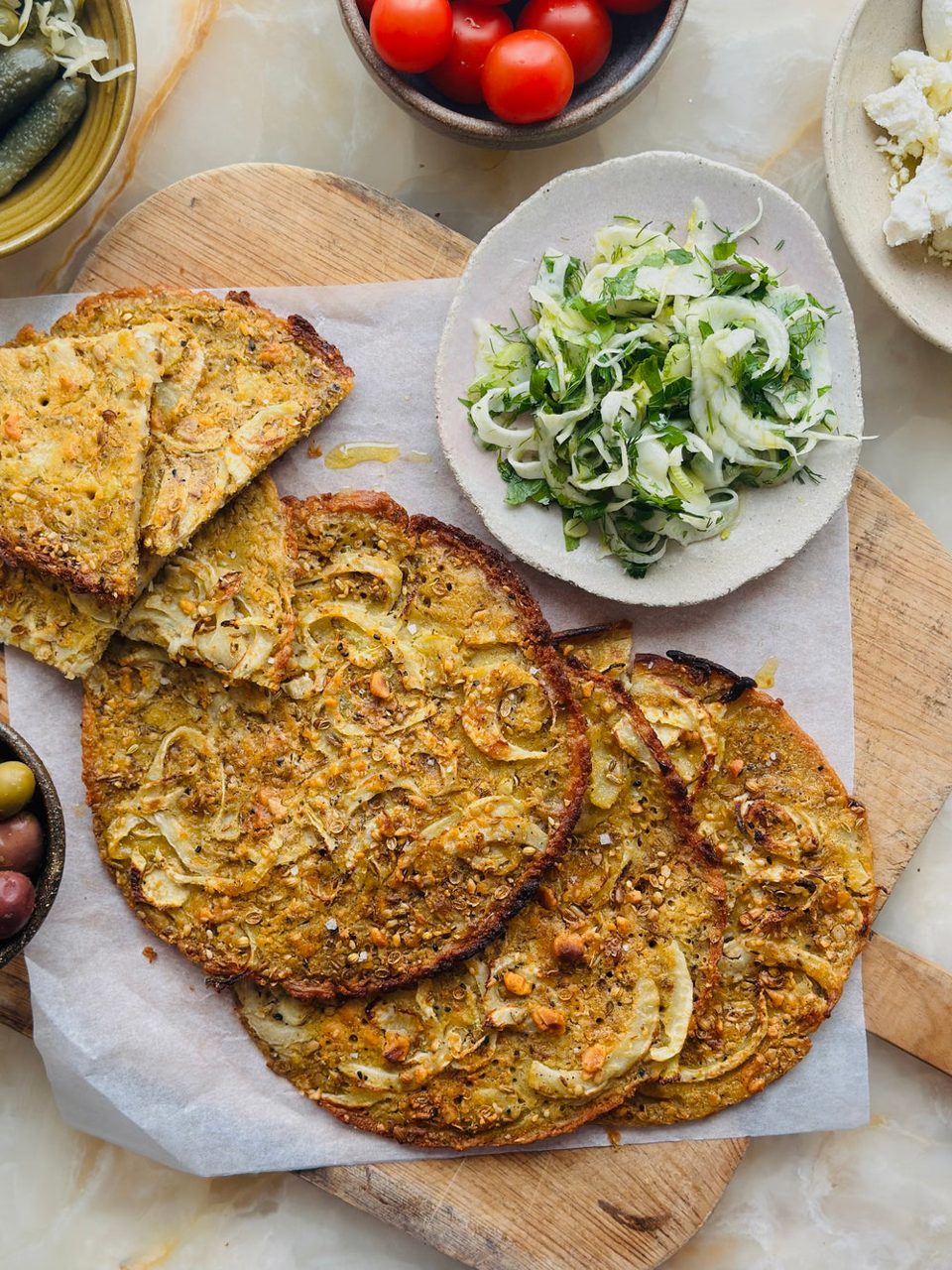 Fennel and dukkah farinata