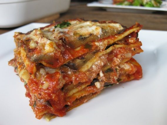 Vegan lasagna with zucchini and eggplant