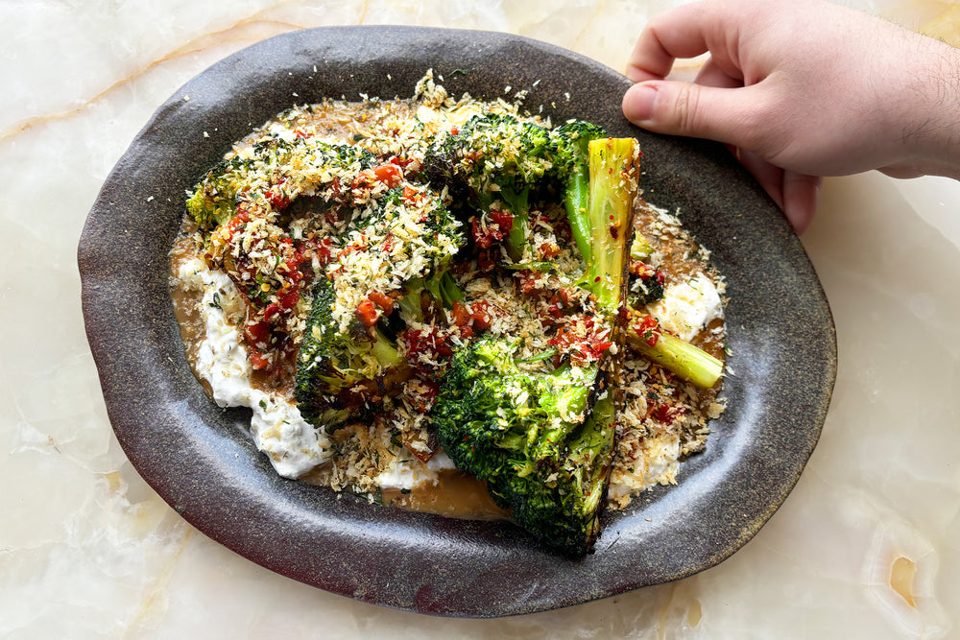 Maple-chilli broccoli steaks