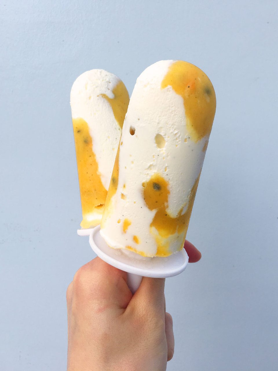 Passion fruit, mango and crème fraîche ‘Soleros’ lollies