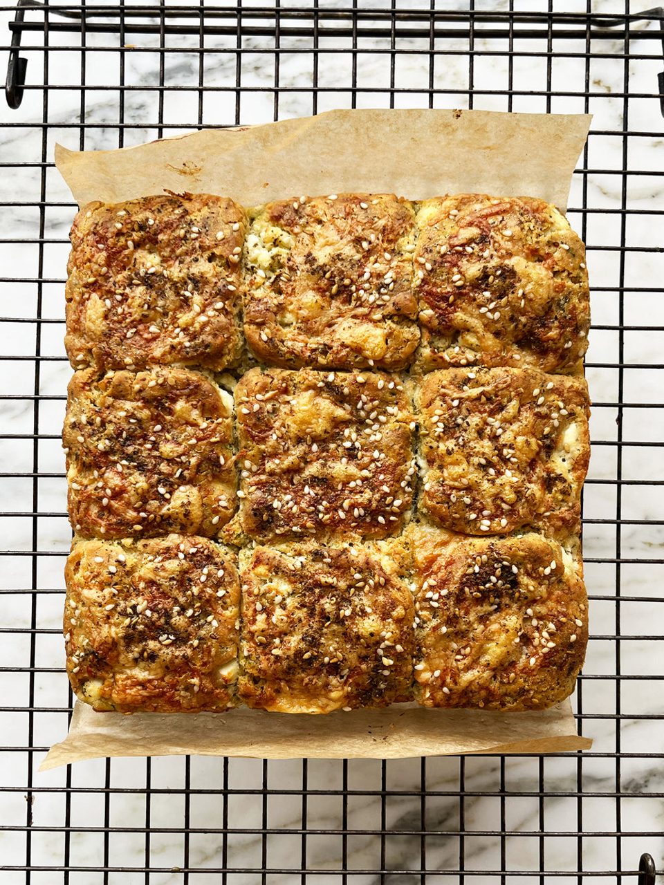 Pull-apart scones with za'atar and feta