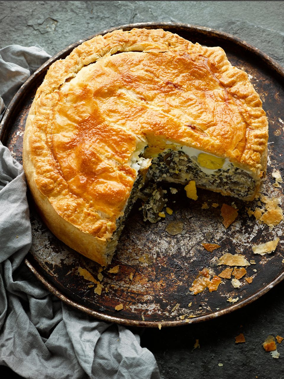 Torta Pasqualina (Savory Chard and Egg Puff Pastry Pie)