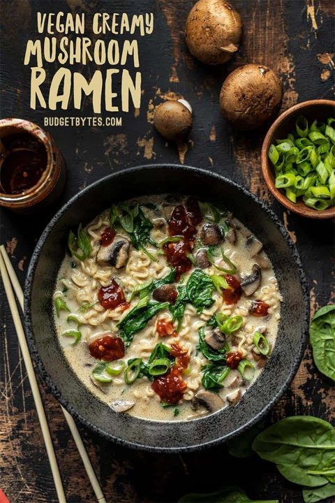 15-Minute Vegan Creamy Mushroom Ramen