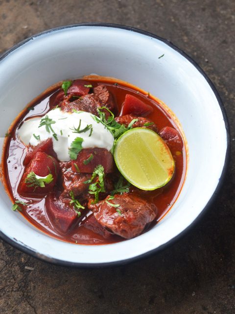 Beef, beetroot and habanero stew