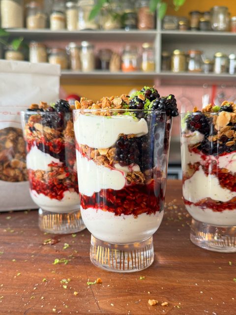 Blackberry, yoghurt and orange blossom fool