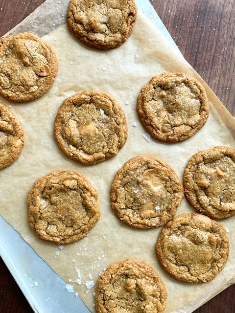 Caramelised White Chocolate and Macadamia Cookies