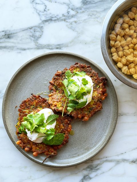 Courgette, Chickpea and Herb Pancakes