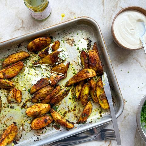 Hawaij snack-aardappelen met zure room en bieslook