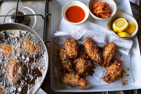 Buñuelos de arroz con kimchi y Gruyère