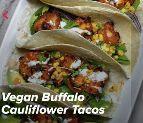 Buffalo and cauliflower tacos