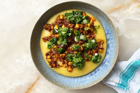 Polenta with Sardines and Coriander Salsa
