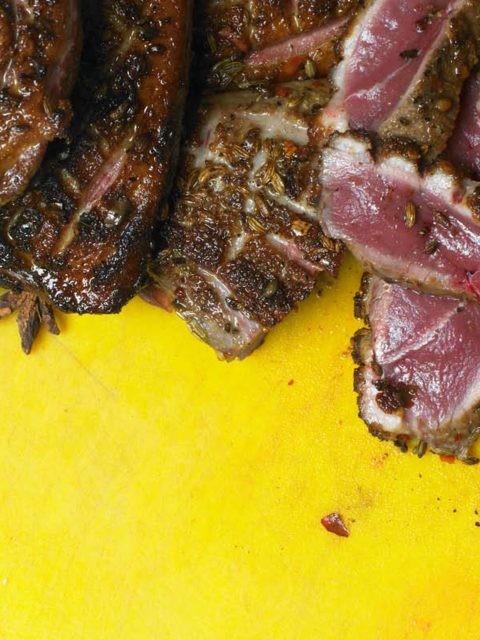 Seared duck breast with blood orange and star anise