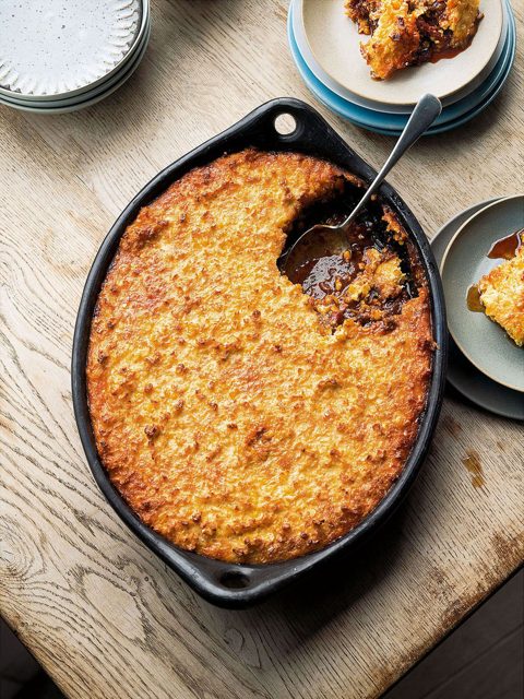 Slow-cooked chicken with a crisp corn crust
