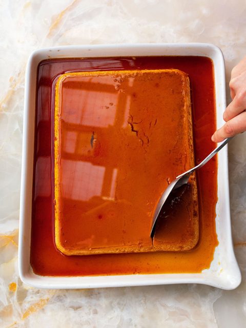 Tangerine and ancho chilli flan